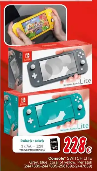 Cora Console Switch Lite Grey, blue, coral of yellow aanbieding