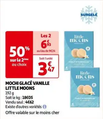 Auchan MOCHI GLACÉ VANILLE LITTLE MOONS 192g aanbieding