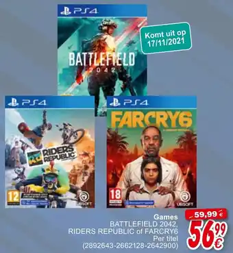 Games Battlefield 2042, Riders Republic of Farcry 6 Per titel
