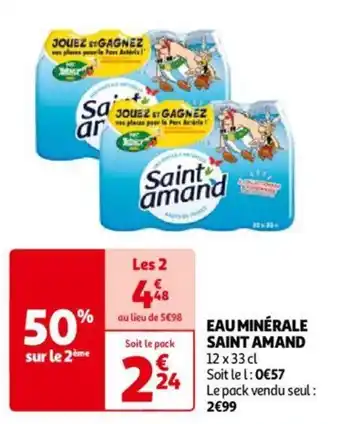 Auchan EAU MINÉRALE SAINT AMAND 12 x 33 cl S aanbieding