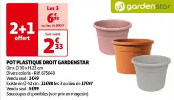 GARDENSTAR POT PLASTIQUE DROIT