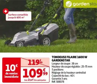 GARDENSTAR TONDEUSE FILAIRE 1600 W ref. 588078