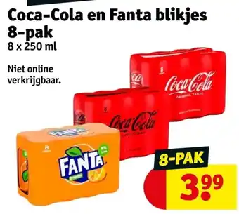 Kruidvat Coca-Cola en Fanta blikjes 8-pak aanbieding