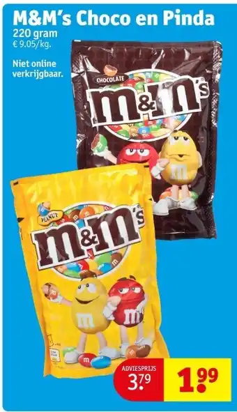 Kruidvat M&M’s Choco en Pinda 220 gram aanbieding