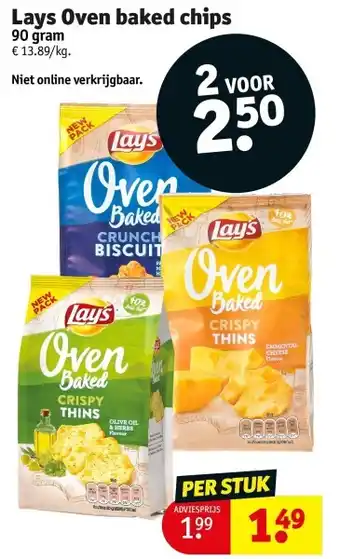 Kruidvat Lays Oven baked chips 90 gram aanbieding