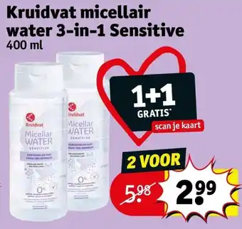 Kruidvat Kruidvat micellair water 3-in-1 Sensitive 400 ml aanbieding