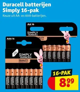 Kruidvat Duracell batterijen Simply 16-pak aanbieding