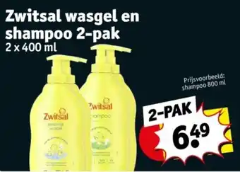 Kruidvat Zwitsal wasgel en shampoo 2 x 400mL aanbieding