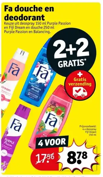 Kruidvat Fa douche en deodorant aanbieding