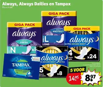 Kruidvat Always, Always Dailies en Tampax aanbieding