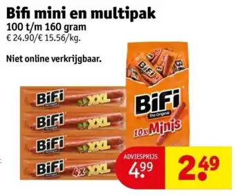 Kruidvat Bifi mini en multipak 100 t/m 160 gram aanbieding