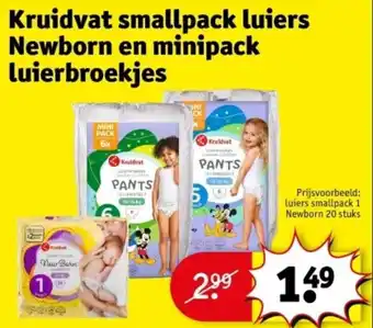 Kruidvat Smallpack luiers Newborn en minipack luierbroekjes aanbieding