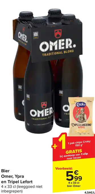 Carrefour Bier Omer, Ypra en Tripel Lefort 4 x 33 cl aanbieding