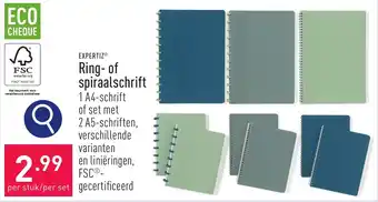 ALDI of set met 2 A5-schriften, verschillende varianten en liniëringen, FSC®- of spiraalschrift aanbieding