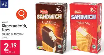 ALDI MUCCI Glaces sandwich, 8 x 90ml aanbieding