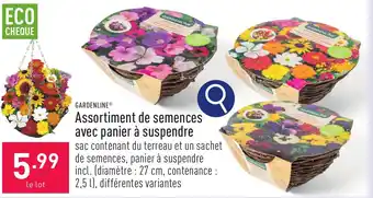 ALDI GARDENLINE Assortiment de semences avec panier à suspendre. aanbieding