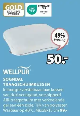 Jysk SOGNDAL TRAAGSCHUIMKUSSEN aanbieding