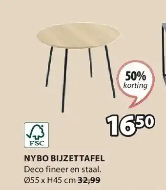 Jysk NYBO BIJZETTAFEL aanbieding