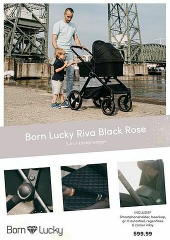 Baby & Tiener Born lucky riva black rose 3-in-1 kinderwagen aanbieding