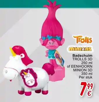 Badschuim Trolls 3D 250 ml of Eenhoorn Minion 3D 350 ml Per stuk
