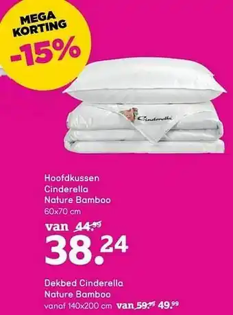 Leen Bakker Hoofdkussen cinderella nature bamboo aanbieding