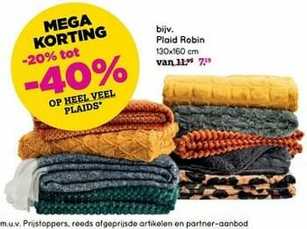 Leen Bakker Plaid robin aanbieding