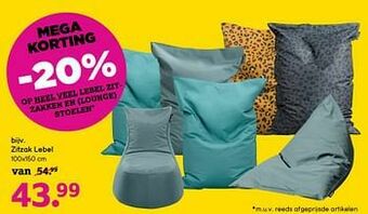 Leen Bakker Zitzak lebel aanbieding