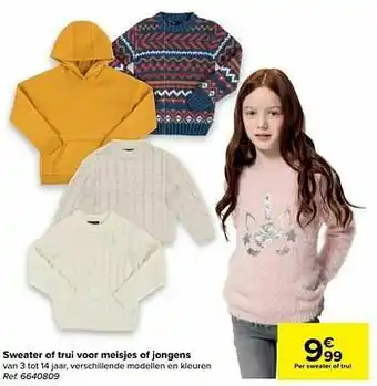 Carrefour Sweater of trui voor meisjes of jongens aanbieding