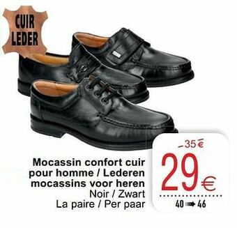 Cora Mocassin confort cuir pour homme - lederen mocassins voor heren aanbieding