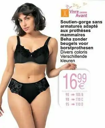 Cora Soutien-gorge sans armatures adapté aux prothèses mammaires beha zonder beugels voor borstprothesen aanbieding