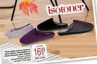 Cora Pantoufles micro velours pour dame - pantoffels in micro-fluweel voor dames aanbieding