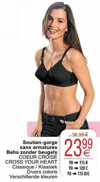 Cora Soutien-gorge sans armatures beha zonder beugels coeur croisé cross your heart aanbieding