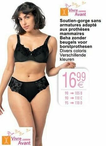 Cora Soutien-gorge sans armatures adapté aux prothèses mammaires beha zonder beugels voor borstprothesen aanbieding