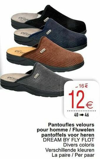 Cora Pantoufles velours pour homme - fluwelen pantoffels voor heren dream by fly flot aanbieding