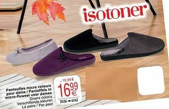 Cora Pantoufles micro velours pour dame - pantoffels in micro-fluweel voor dames aanbieding