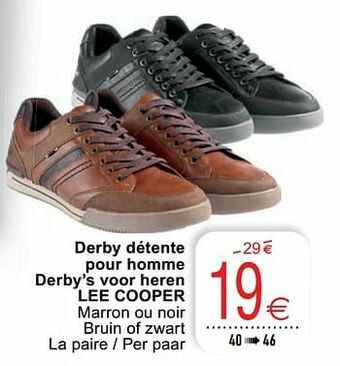 Cora Derby détente pour homme derby’s voor heren lee cooper aanbieding