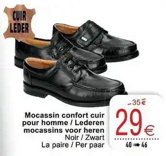 Cora Mocassin confort cuir pour homme - lederen mocassins voor heren aanbieding