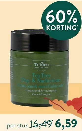 Holland & Barrett Tea tree dag- + nachtcrème aanbieding