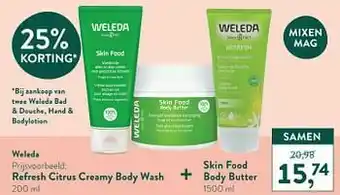 Holland & Barrett Refresh citrus creamy body wash + skin food body butter aanbieding