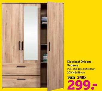 Leen Bakker Kleerkast orleans 3-deurs aanbieding