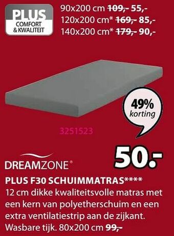 Jysk Plus f30 schuimmatras aanbieding