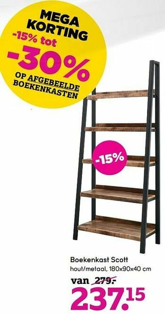 Leen Bakker Boekenkast scott aanbieding