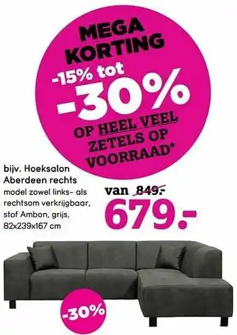 Leen Bakker Hoeksalon aberdeen rechts aanbieding