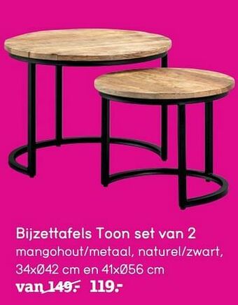 Leen Bakker Bijzettafels toon set van 2 aanbieding