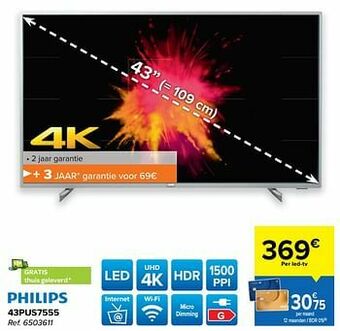 Carrefour Philips 43pus7555 aanbieding