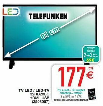 Cora Telefunken tv led - led-tv 32hd20bc aanbieding