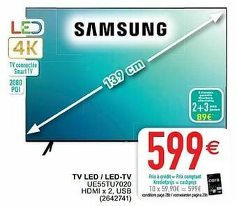 Cora Samsung tv led - led-tv ue55tu7020 aanbieding