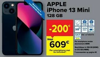 Carrefour Apple iphone 13 mini 128 gb aanbieding