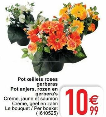 Cora Pot oeillets roses gerberas pot anjers, rozen en gerbera’s aanbieding