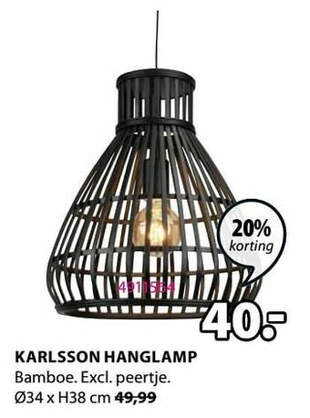 Jysk Karlsson hanglamp aanbieding